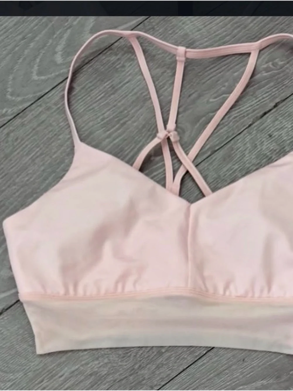 Alo NWOT Light Pink Strappy Bralette & Ambiance Shorts Top sz M/bottoms sz small